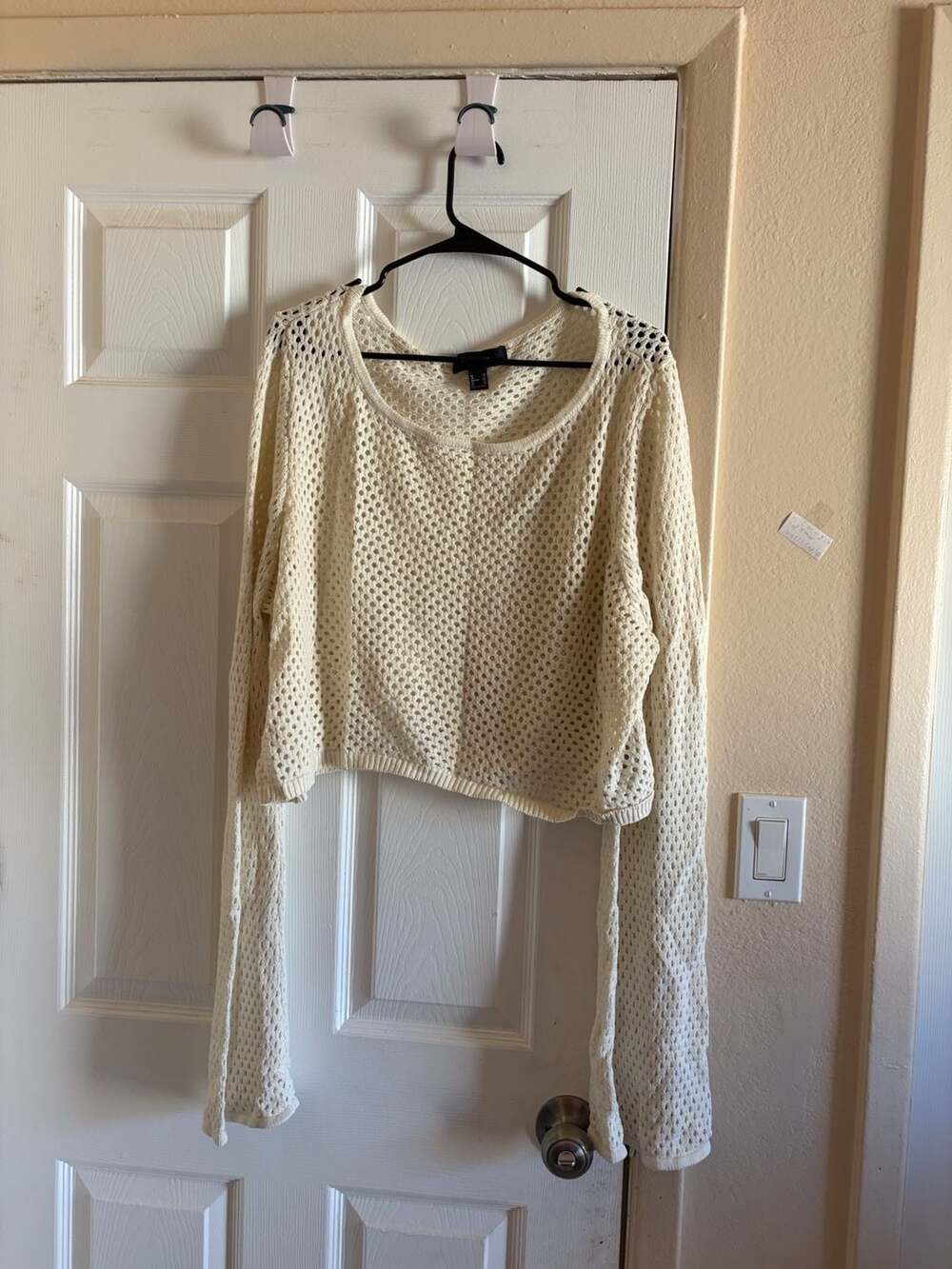 Forever 21+ Crochet Cream Cropped Knit Top Size 3X
